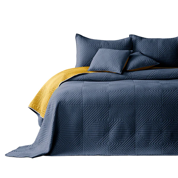 Tagesdecke Lofta - Polyester - Senfgelb / Anthrazit - 170 x 270 cm - Image 3