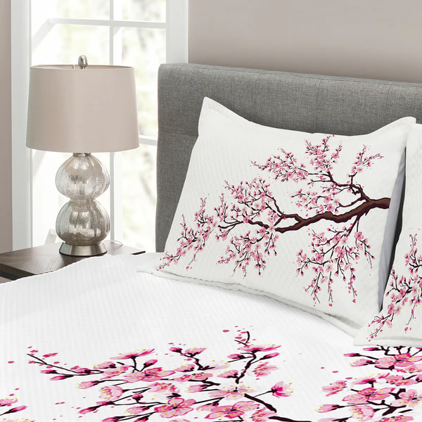 Tagesdecken-Set Sakura - Polyester - Rosa / Braun - 264 x 220 cm - Image 4