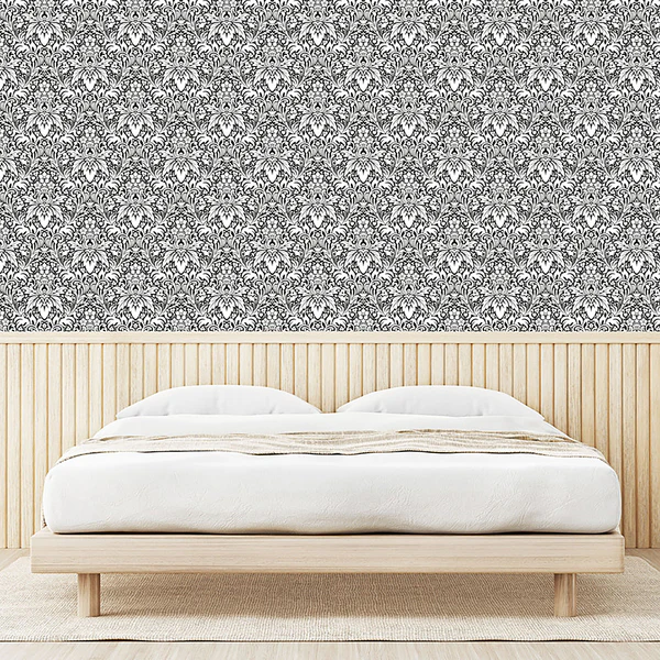Tapete White Damask - PVC - Weiß / Schwarz - Höhe: 250 cm - Image 5