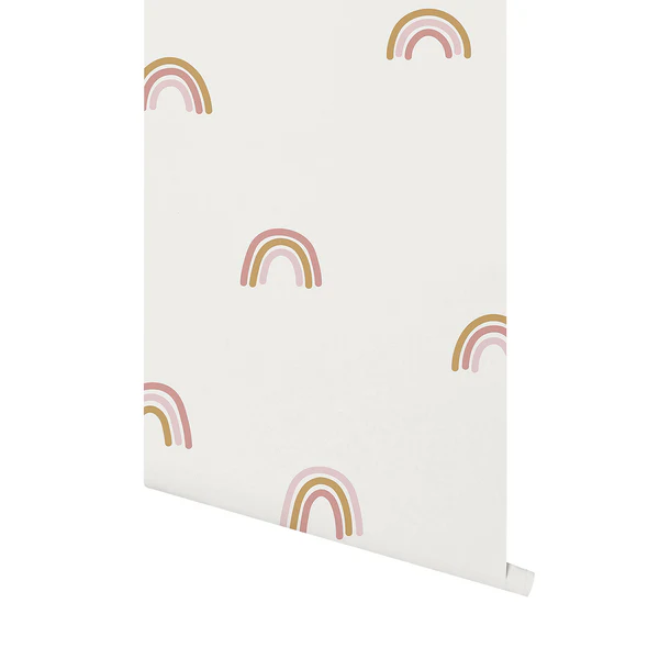Tapete White Little Rainbow - Vlies - Pink