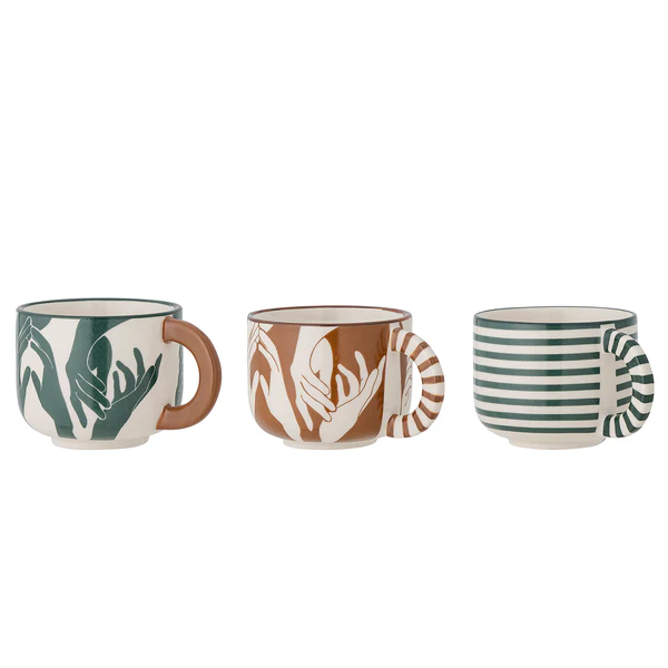 Tasse Carim 3er-Set - Steingut - Grün / Braun