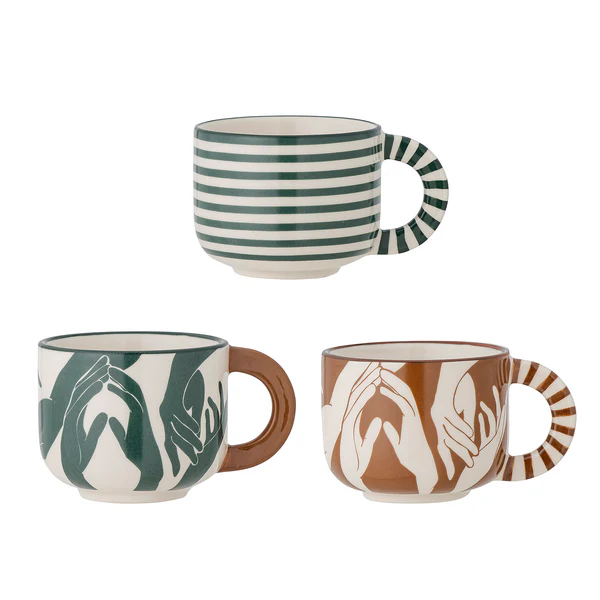 Tasse Carim 3er-Set - Steingut - Grün / Braun - Image 3