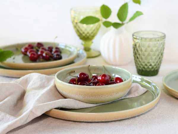 Tellerset Romana 12-teilig - Grün - Porzellan - 40 x 36 x 36 cm - Image 3