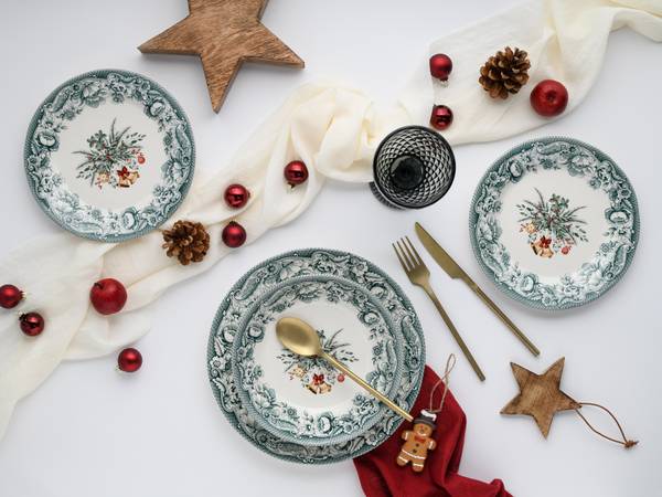 Tellerset Weihnachten 12-teilig - Grün - Keramik - Andere - 31 x 30 x 23 cm - Image 5