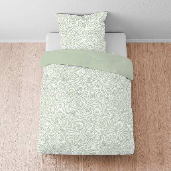 Tencel-Bettwäsche Strudel - Lyocell - Salbei - 135 x 200 cm + Kissen 80 x 80 cm - Image 2
