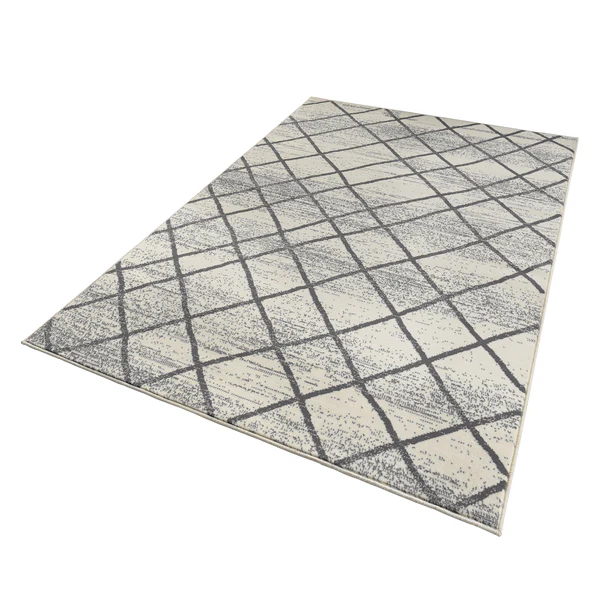 Teppich Rhombe - Kunstfaser - Creme / Anthrazit - 70 x 140 cm - Image 4