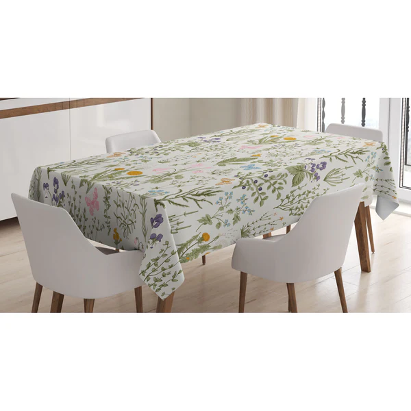 Tischdecke Vintage Garden Plants - Polyester Satin Mischung - Grün / Beige - 140 x 170 cm - Image 2