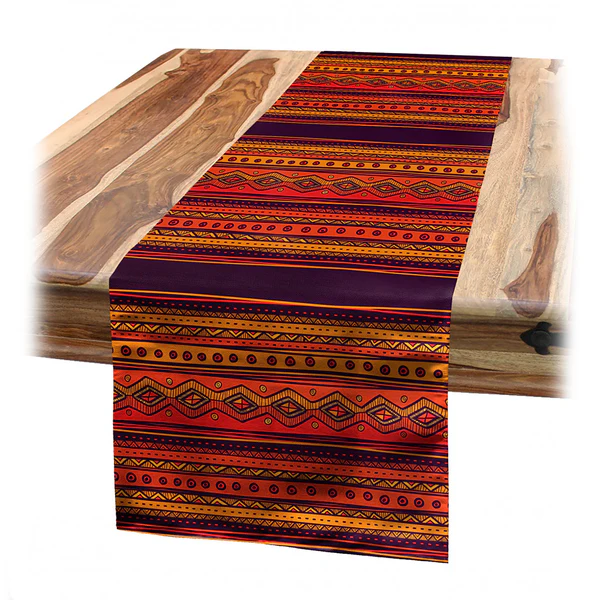 Tischläufer Ethno - Polyester - Orange / Rot - 40 x 180 cm