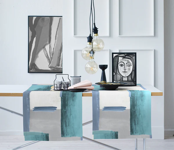 Tischläufer Fisk - Baumwolle / Polyester - Blau - 48 x 140 cm - Blau - Image 2