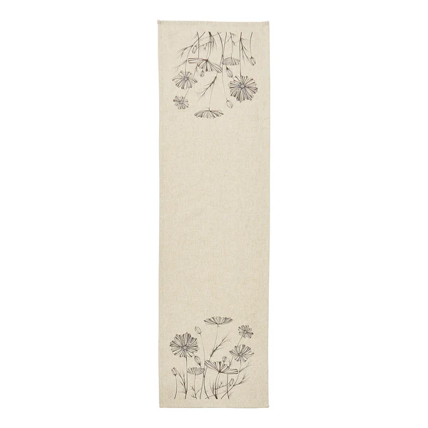 Tischläufer Flower - Polyester / Leinen - Natur