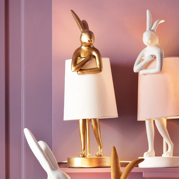 Tischleuchte Animal Rabbit Typ A - Stahl / Polyresin - Weiß / Gold - Image 2