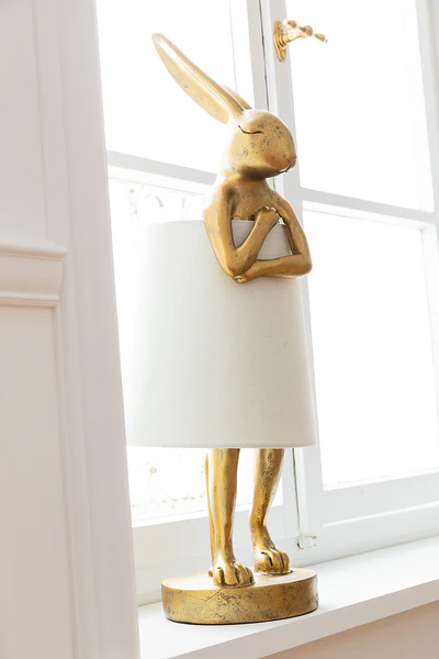 Tischleuchte Animal Rabbit Typ A - Stahl / Polyresin - Weiß / Gold - Image 4