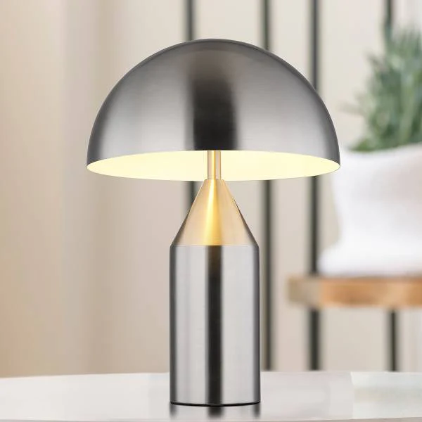 Tischleuchte Atoma - Eisen - 2-flammig - Silber
