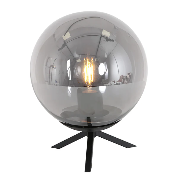 Tischleuchte Bollique Variante A - Eisen / Rauchglas - Schwarz - 1-flammig