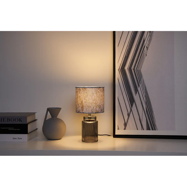 Tischleuchte Classy Velvet - Mischgewebe / Klarglas - 1-flammig - Image 3