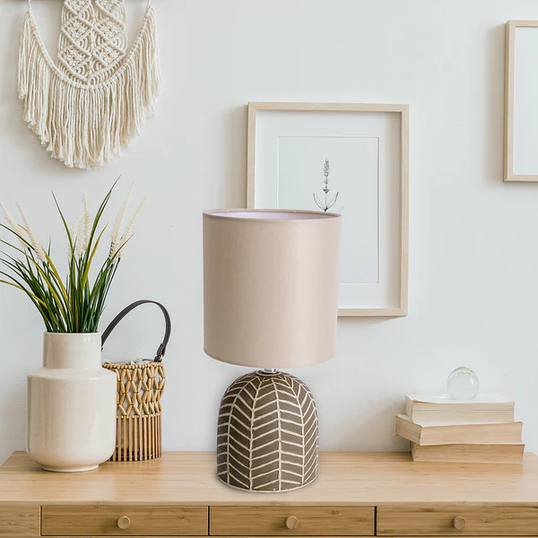 Tischleuchte Folio - Eisen / Leinen - Braun / Beige - Image 2