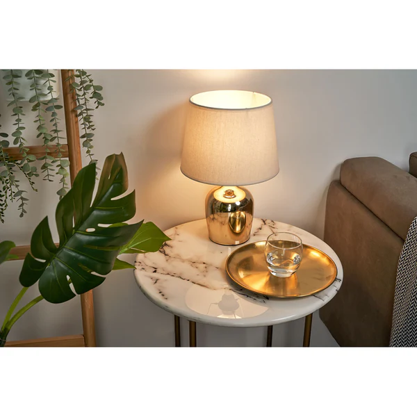 Tischleuchte Golden Glamour - Mischgewebe / Aluminium - 1-flammig - Image 3