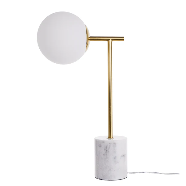 Tischleuchte LUNA - Metall / Glas / Marmor - 1-flammig - Gold / Weiß - Image 3