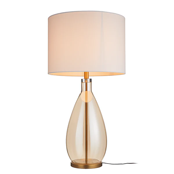 Tischleuchte MADAME VERRE XL - Glas / Metall / Leinen - Gold - Höhe: 85 cm
