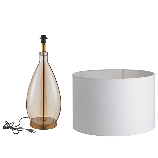 Tischleuchte MADAME VERRE XL - Glas / Metall / Leinen - Gold - Höhe: 85 cm - Image 14