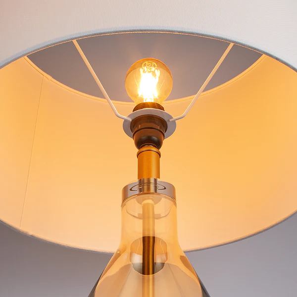 Tischleuchte MADAME VERRE XL - Glas / Metall / Leinen - Gold - Höhe: 85 cm - Image 6