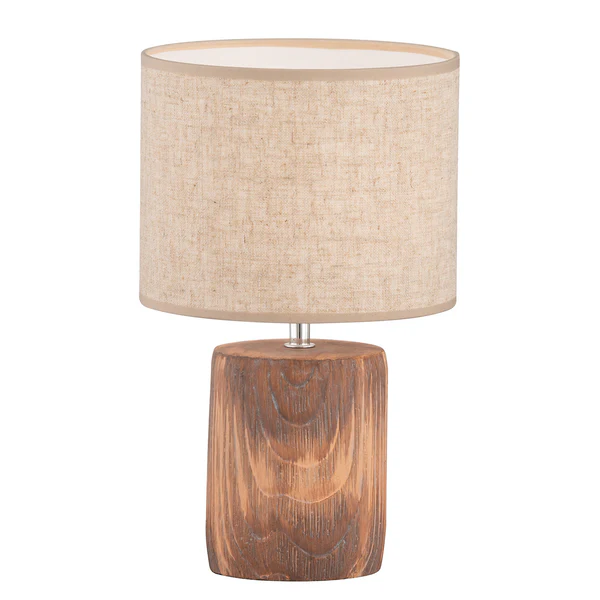 Tischleuchte Malik - Leinen / Beton - 1-flammig - Beige - Höhe: 35 cm
