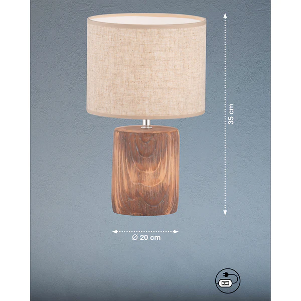 Tischleuchte Malik - Leinen / Beton - 1-flammig - Beige - Höhe: 35 cm - Image 5