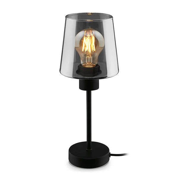 Tischleuchte Passaria Typ B - Aluminium / Rauchglas - Schwarz - 1-flammig