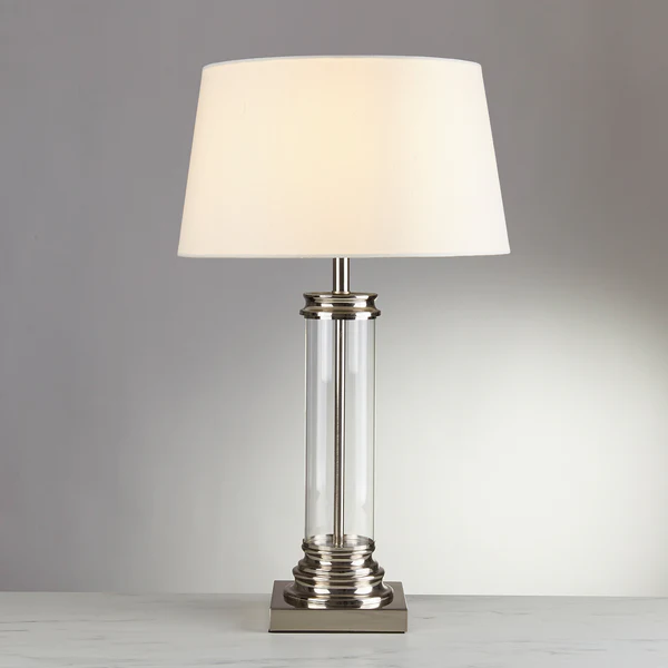 Tischleuchte Pedestal - Mischgewebe / Stahl - 1-flammig - Silber - Image 2