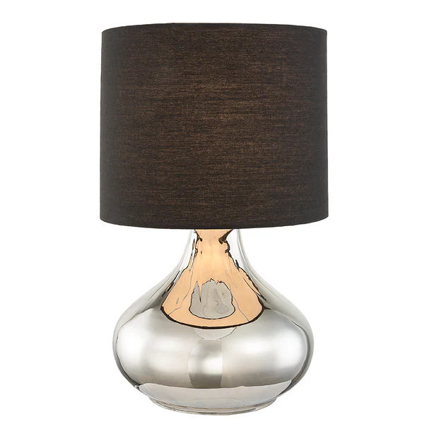 Tischleuchte Salo IV - Baumwollstoff / Rauchglas - 1-flammig - Rauchgrau
