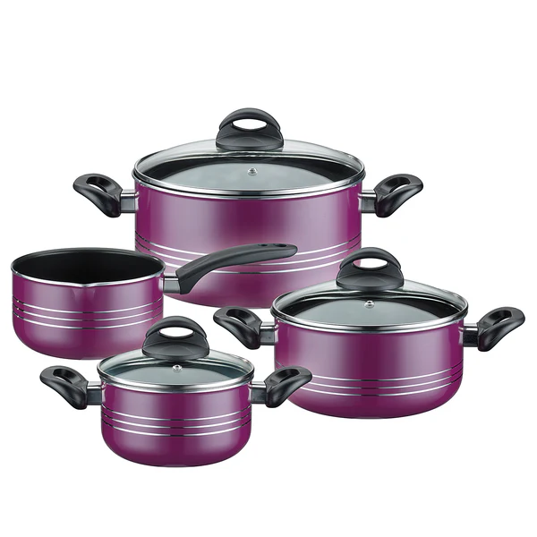 Topfset Milano Color 7-teilig - Aluminium - Dunkellila