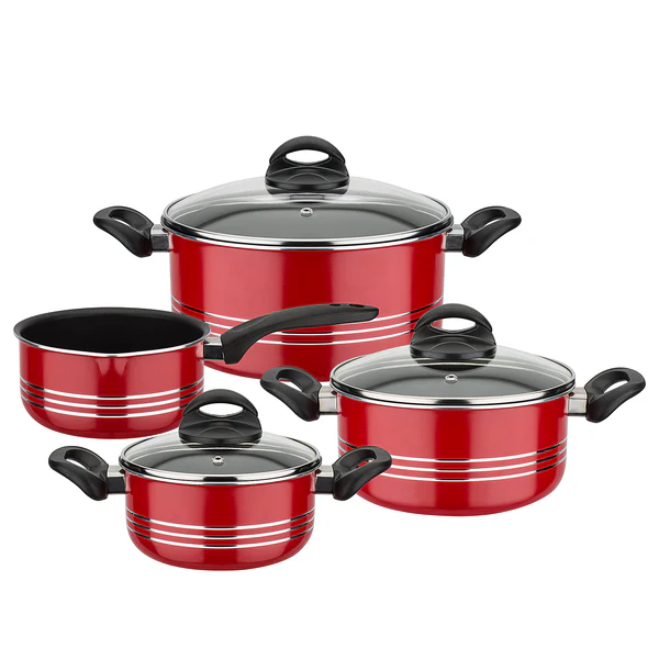 Topfset Milano Color 7-teilig - Aluminium - Rot