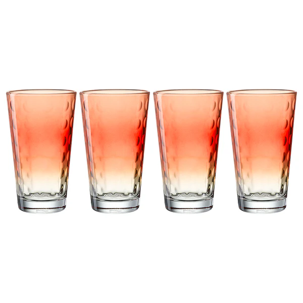 Trinkglas Optic - Klarglas - Rot - 4er Set - Fassungsvermögen: 0.54 L