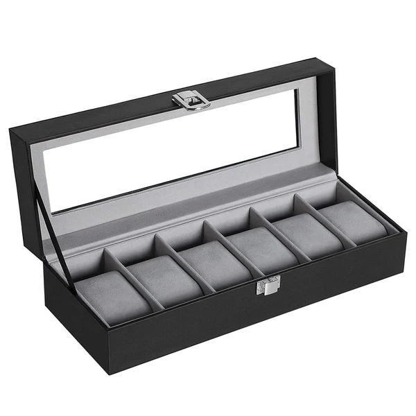 Uhrenbox Bradford III - Kunstleder / Samt - Schwarz / Grau