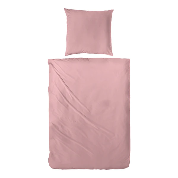 Uni-Baumwoll-Bettwäsche Bouvieres - Baumwolle - Rosa - 135 x 200 cm + Kissen 80 x 80 cm