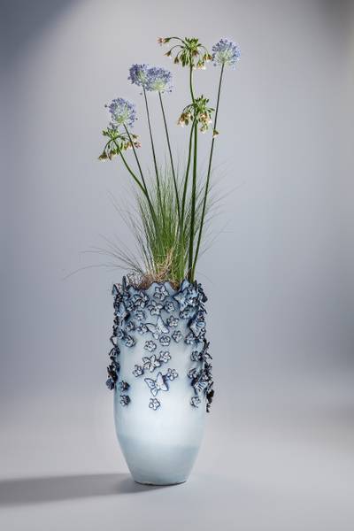 Vase Butterfly Typ B - Blau - Steingut - 28 x 50 x 28 cm - Image 3