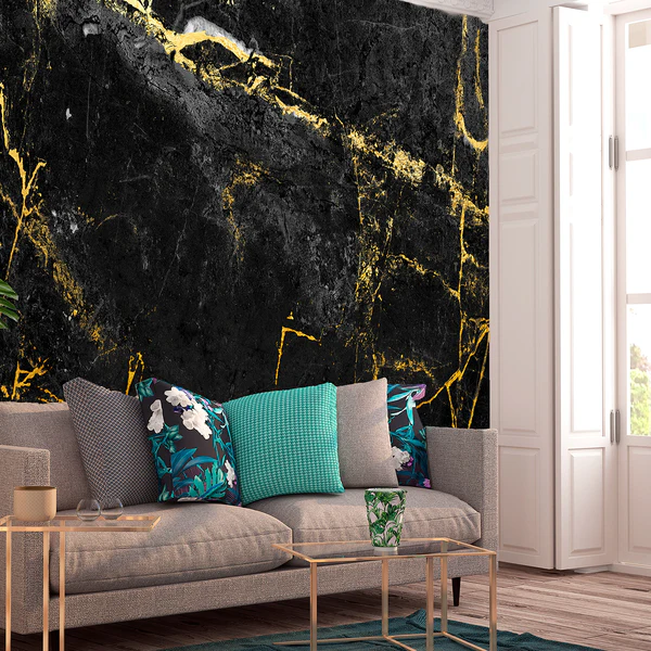 Vlies Fototapete Black Elegance - Vlies - Schwarz / Gold - 400 x 280 cm - Image 2