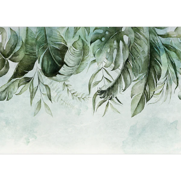 Vlies Fototapete Green Story - Vlies - Grün / Beige - 400 x 280 cm
