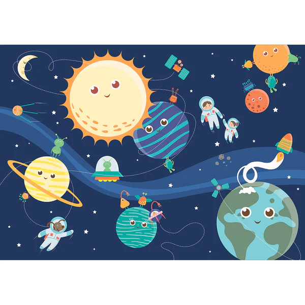 Vlies Fototapete Happy Planets - Vlies - Mehrfarbig - 300 x 210 cm