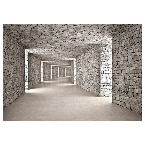Vlies Fototapete Mysterious Tunnel - Vlies - Grau - 250 x 175 cm