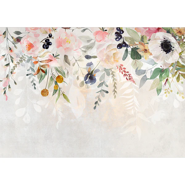 Vlies Fototapete Spring Flowers - Premium Vlies - Grau - Breite: 200 cm
