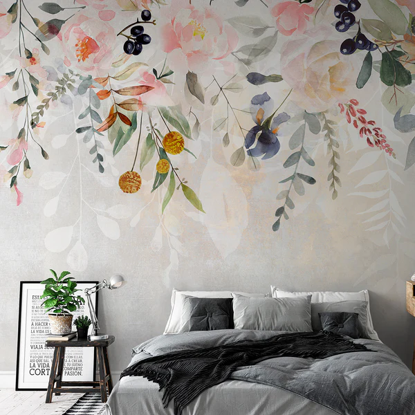 Vlies Fototapete Spring Flowers - Premium Vlies - Grau - Breite: 200 cm - Image 2
