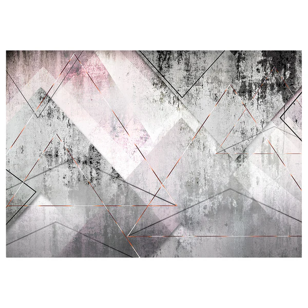 Vlies Fototapete Triangular Perspective - Vlies - Grau / Pink - 300 x 210 cm