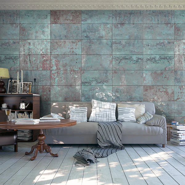Vlies Fototapete Turquoise Concrete - Premium Vlies - Grau - 50 x 1000 cm - Image 2