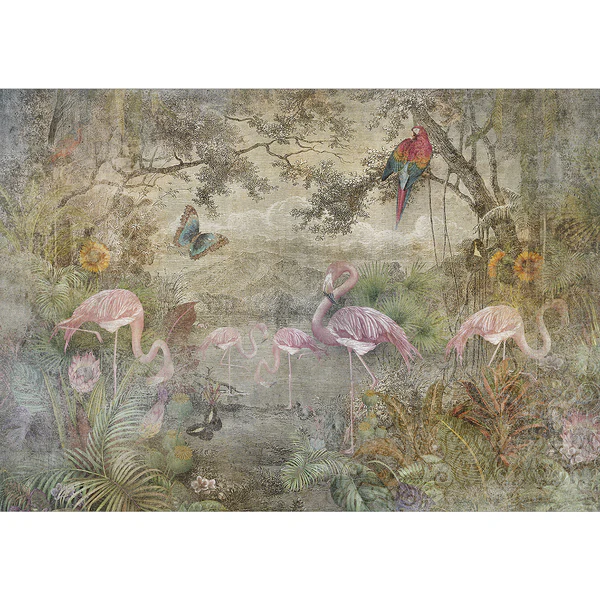 Vlies Fototapete Wild Fauna and Flora - Premium Vlies - Mehrfarbig - Breite: 200 cm