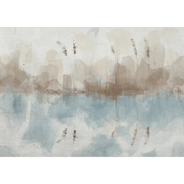 Vlies Fototapete Winter Pond - Premium Vlies - Braun - 300 x 210 cm
