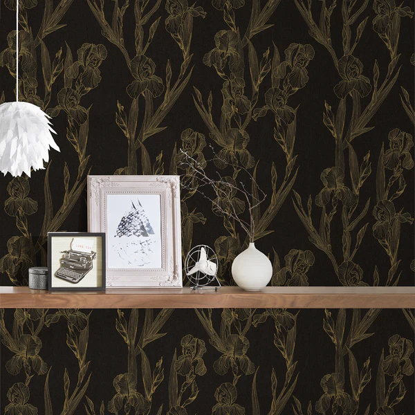 Vliestapete Alphaville - Schwarz - 0,53m x 10,05m - Schwarz / Gold - Image 3
