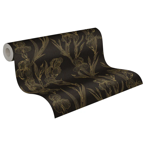 Vliestapete Alphaville - Schwarz - 0,53m x 10,05m - Schwarz / Gold - Image 5