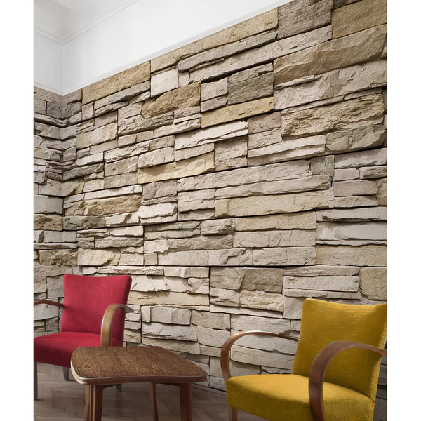Vliestapete Asian Stonewall - Vliespapier - Braun - 432 x 290 cm - Image 3