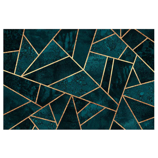 Vliestapete Dunkles Türkis mit Gold - Vliespapier - Türkis - 432 x 290 cm